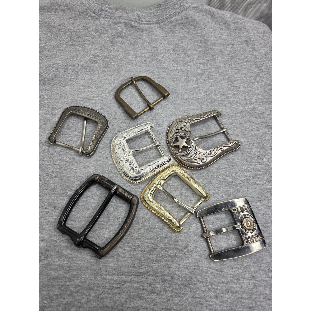 Lot of 7 Nocona Vintage Heavy Duty Rodeo Southwestern Roller Buckles